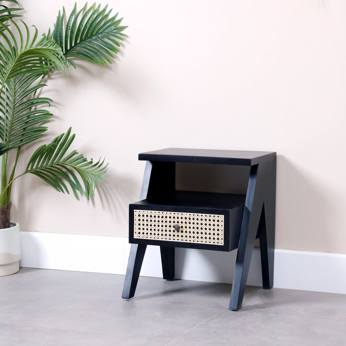 Castor Rattan Bedside Table