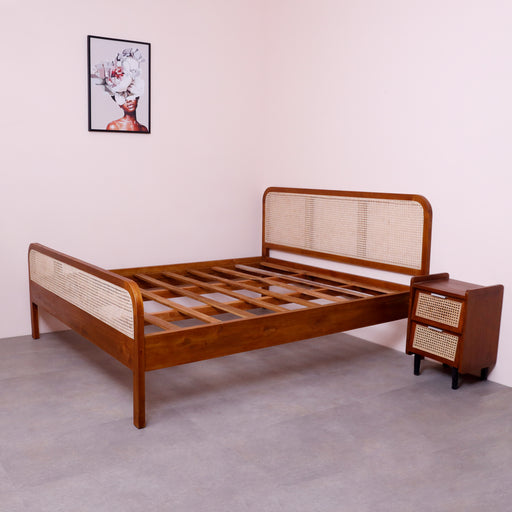 A sophisticated addition to any bedroom, our solid wood bed is an ideal place to rest your head. 
Overall dimensions: Natural King size: 180cm×200cm (mattress)Walnut Queen size: 160cm×200cm (mattress)Black King size: 180×200cm (mattress)
NOTE : Price mentioned is only for bedframe and slats. Mattress and pillows won't be provided.