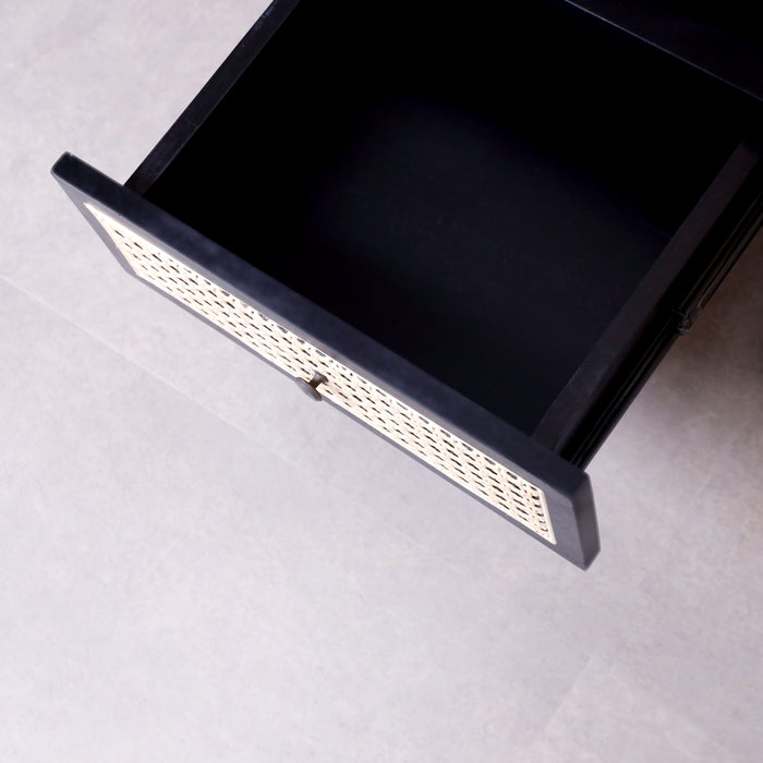 Castor Rattan Bedside Table