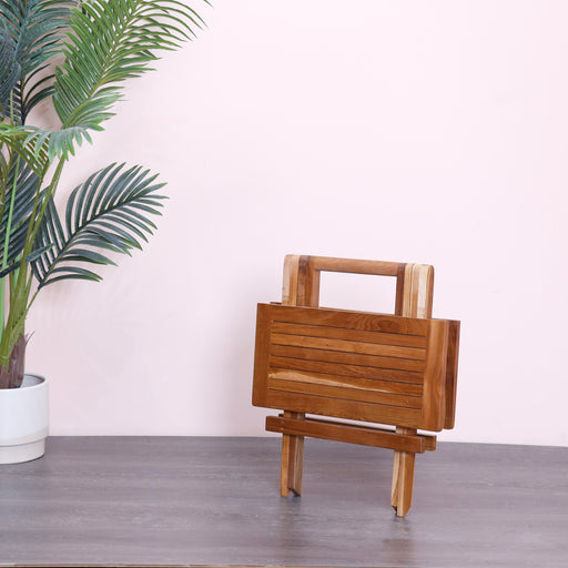 This foldable picnic table with solid wooden legs is stylish and perfect for short trips, easy to carry. Perfect for those who love solid wooden furniture, but want something different.