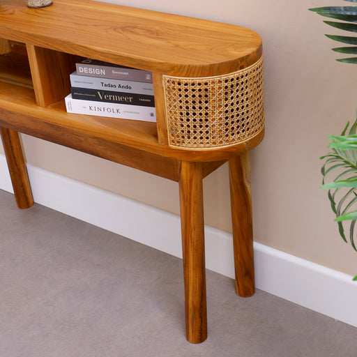 Elevate your home with our beautifully crafted solid wood console. Designed for both style and functionality, this piece features a sturdy wooden frame paired with intricately woven rattan panels, creating a perfect balance of warmth and sophistication. Ideal for entryways, living rooms, or hallways, it offers ample surface space for décor and storage. Whether you’re going for a modern boho, coastal, or rustic aesthetic, this console adds a timeless charm to any space.
Overall dimensions : Height 80cm × Width 120cm × Depth 29.5 cm