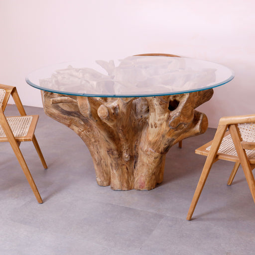 Simple, striking and built to last, this dining table is carved from solid teak wood and is perfect for your dining room.
Reference image shown is of W220cm. Reach out to us for more variants.Please ensure that you have received all necessary approvals or permits prior, along with the correct space for the delivery of your products. Also, make sure that your product will fit through all necessary doors and lifts. Cancellation, returns and refunds will not be granted due to non-due diligence of customer.This product is carved from natural harvested teak wood root. All items are unique - no two pieces will look exactly alike.
Delivery and installation charges will be additional.