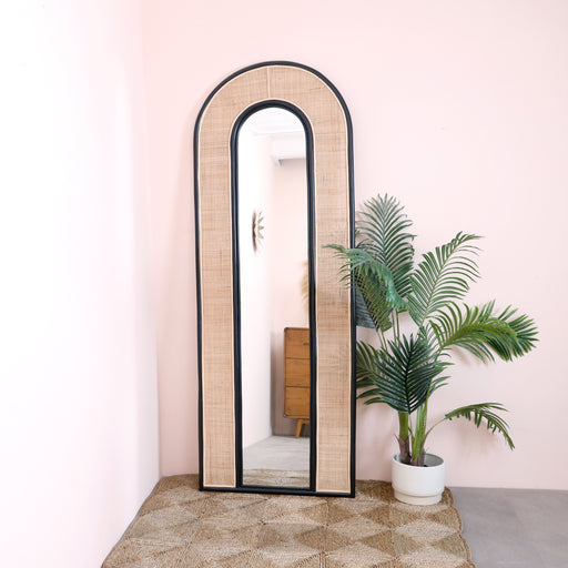 Introducing our Rattan-Styled Floor Mirror, where functional beauty meets bohemian charm. This floor mirror is a stunning statement piece that seamlessly blends the warmth of rattan with the functionality of a full-length mirror. Elevate your space with natural reflections and a touch of boho-chic sophistication.Dimensions - Height: 220cmWidth: 80Cm