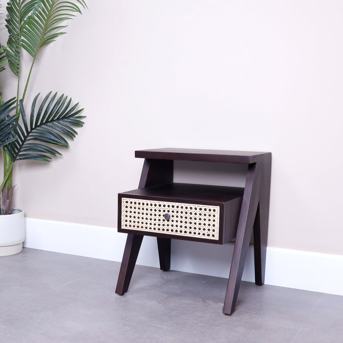 Castor Rattan Bedside Table