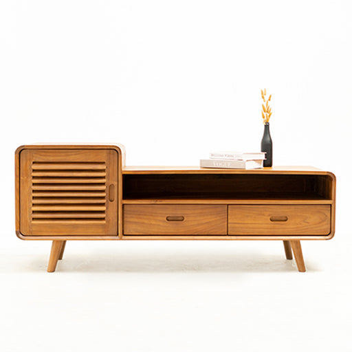 This Tv Unit with solid wooden legs is stylish and provides plenty of storage space. Perfect for those who love teak wood furniture, but want something different.
Dimensions: L150cm x D45cm x H60.5cm