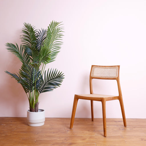 Experience the perfect blend of comfort and style with our Solid Teak Wood and Rattan Dining Chair. 
Colour - Natural Available for preorders. This chair is Stackable.
Overall dimensions:Dimensions - Seating : 44x44cm Total height : 83cm Seating to floor :45cm