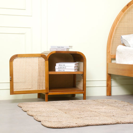 Introducing our Solid Wood and Rattan Bedside Table, where rustic charm meets modern elegance. Carefully crafted from high-quality solid wood and adorned with woven rattan details, this bedside companion brings warmth and character to your bedroom.
Dimensions : Height 60cm x Width 50cm x Depth 45cm