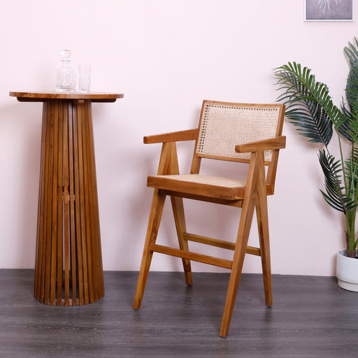 Add an instant touch of style to your bar with this solid teak wooden bar chair.
Dimensions : 
Medium : Coffee Brown colourSeat  - 45 X 50 cm Seat to the floor  -  66cm Total height - 102cmHeight from the floor to the arm rest - 85cm 
Large : Walnut colourSeat  - 45 X 50 cm Seat to the floor  -  71cm Total height - 108cmHeight from the floor to the arm rest - 90cm
 
 