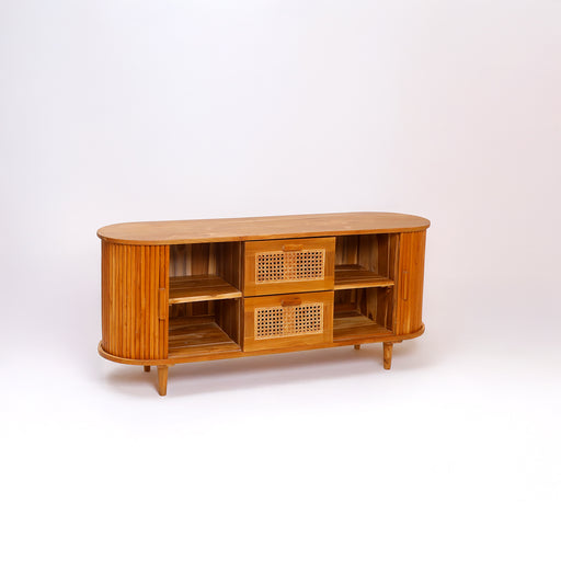 This TV unit pairs contemporary aesthetics with smart storage solutions. Crafted to complement modern homes, it keeps your entertainment area stylishly organized.
Dimensions - L150cm x D43cm x H65cm