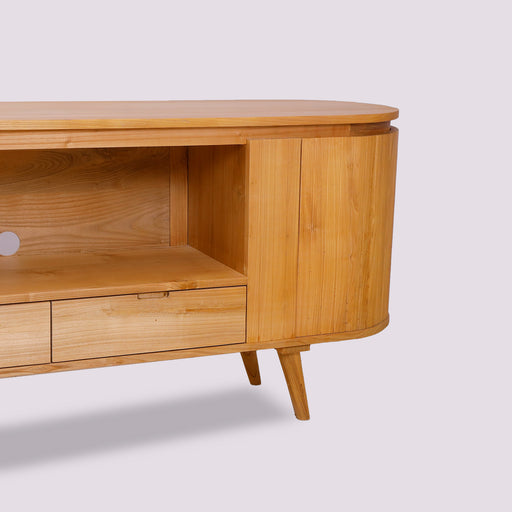 Elevate your living space with this solid wood TV console. Featuring a clean design and practical storage, it seamlessly blends style and functionality for modern homes.