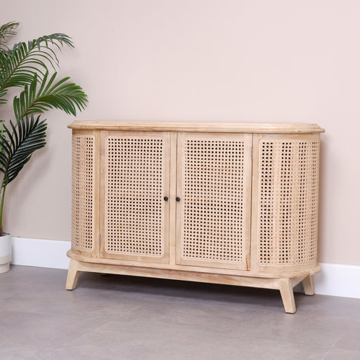 
This Rattan sideboard with solid wooden legs is stylish and provides plenty of storage space. Perfect for those who love rattan furniture, but want something different.Dimensions: L125cm x D48cm x H81cm