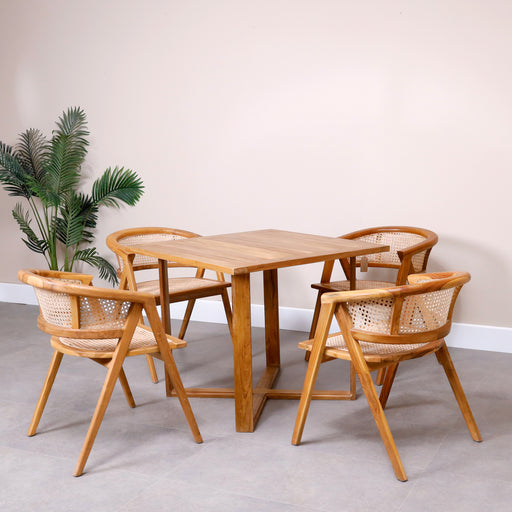 Indulge in timeless elegance with our Teak Wood Dining Table, crafted to perfection for a sophisticated dining experience.
Overall dimensions - Top: 90cmX90cm , Total height: 75cm