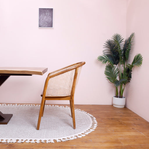 Introducing our Solid Wood and Rattan Dining Chair, where classic elegance meets modern comfort. Crafted with precision from high-quality solid wood and adorned with intricately woven rattan, this dining chair is a harmonious blend of natural materials and timeless design. Elevate your dining experience with a chair that not only provides exceptional comfort but also adds a touch of organic beauty to your dining space.