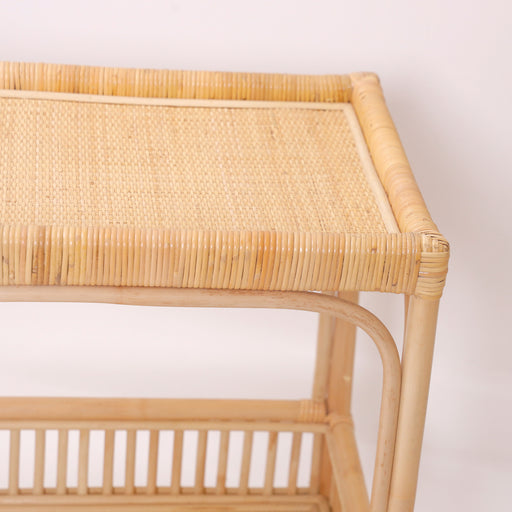 The Evo Side Table – a stylish rattan side table that combines functionality and modern design. Perfect for placing drinks, books, or décor, enhancing any living room or bedroom
Dimensions – Width: 39cm, Length: 69cm, Total height: 66 cm   