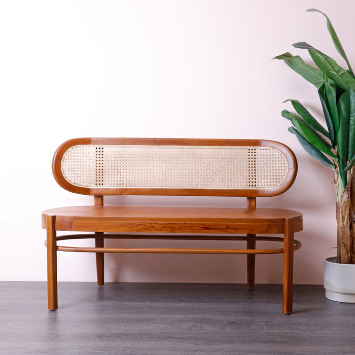 Anastasia Rattan Bench Urban Oak - Rustic, Reclaimed, Urban