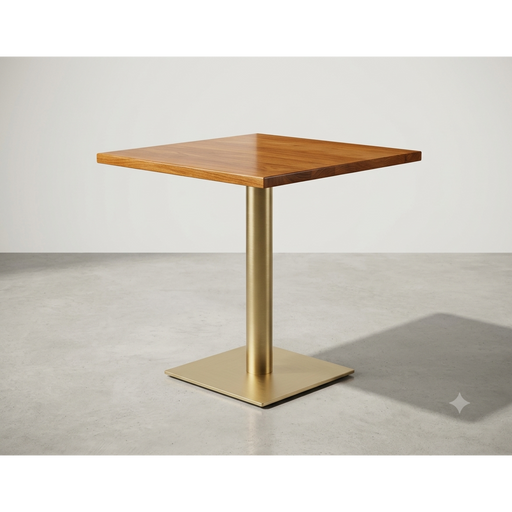 Canggu Square Solid Wood & Brushed Brass Bistro Table