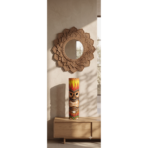 Firecrown Polynesian Hand-Carved Wooden Tiki Totem