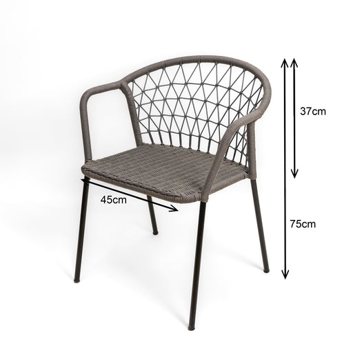 The standout feature of the Fiona Dining Chair is its high-quality synthetic rope upholstery, which is UV-resistant and quick-drying, ensuring it maintains its tension and color through changing seasons. The rope is meticulously hand-woven over a corrosion-resistant metal frame, creating a striking visual texture that allows for airflow—keeping you cool during warm afternoons. With its minimalist legs and contoured backrest, it brings an effortless "vacation-at-home" vibe to any outdoor setting.


Specifications

Material: Premium Weather-Resistant Synthetic Rope

Frame: High-Strength, Powder-Coated Metal (Corrosion-Resistant)

Design: Contemporary Mediterranean / Coastal Industrial

Usage: Suitable for full outdoor and semi-shaded environments

Maintenance: Low-maintenance, easy-to-clean fibers



Key Features

Weather-Proof Synthetic Rope: Specifically treated to resist fading from intense sunlight and damage from humidity, ensuring long-term outdoor performance.

Breathable Comfort: The open-weave design promotes air circulation, providing a comfortable seating experience even in humid climates.

Artisanal Weave: Each chair features a hand-finished rope pattern that adds a touch of organic texture and craftsmanship to your patio.

Lightweight &amp; Sturdy: Easy to move and rearrange for social gatherings, yet built with a frame that offers robust stability.
