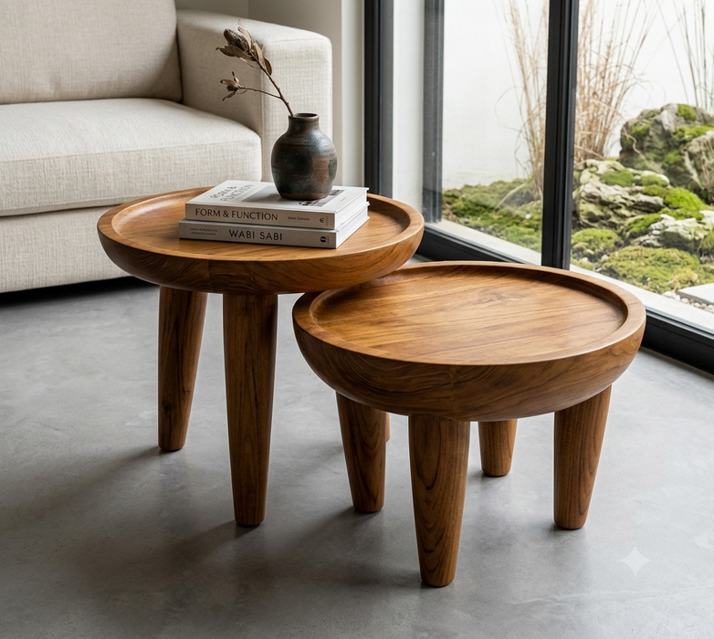 Seminyak Hand-Carved Teak Tray Coffee Tables