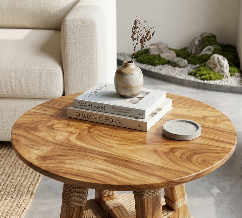 Jimbaran Round Solid Wood Side Coffee Table