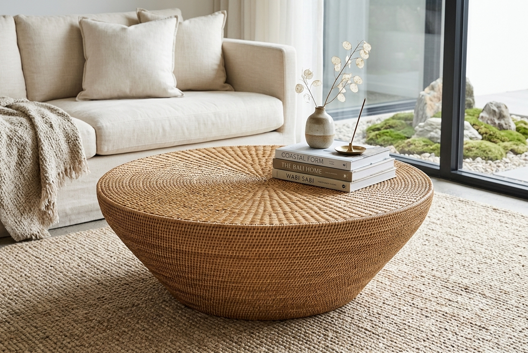 Lombok Low-Profile Woven Rattan Coffee Table