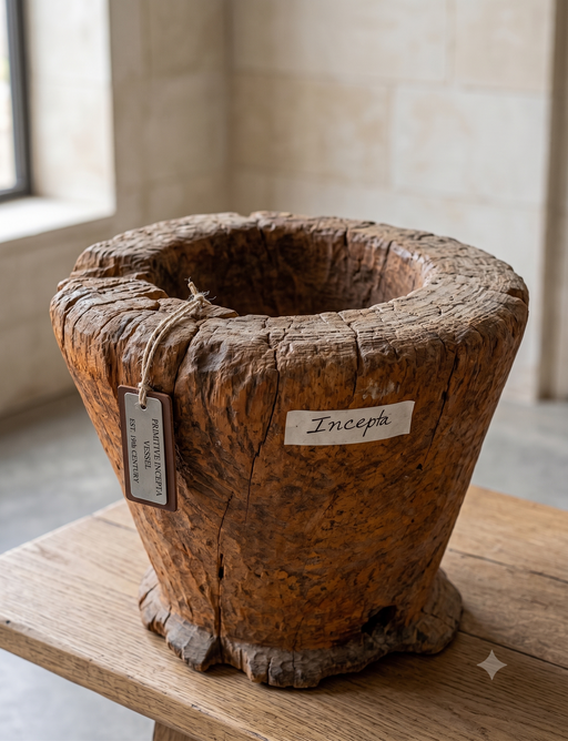 Embrace the raw beauty of minimalist, organic design with The Earthborn Solid Teak Root Vessel. Hand-carved from a single piece of thick, salvaged teak tree root, this rustic decorative piece captures a bold, heavy silhouette that bridges primitive craftsmanship with modern brutalist style.
The piece intentionally showcases rough-hewn tool marks, natural grain variations, and organic surface cracks, celebrating the true character of the root wood rather than masking it. It features a deep, hollowed-out center, making it a perfect standout tray for keys, dried botanicals, or styled entirely on its own as a shelf centerpiece.


Artisanal Hand-Carved Form: Each piece is chiseled entirely by hand from solid teak root, resulting in a chunky, tactile structure with completely unique rough-cut textures.


Organic Character: Features intentional imperfections, rustic natural wood tones, and natural weathering that add historic warmth to any console, coffee table, or shelf.


Versatile Styling Piece: Works beautifully as a catch-all bowl in an entryway, a primitive tabletop centerpiece, or paired alongside minimalist ceramics.


3. Dimensions


Diameter: 22 cm


Total Height: 18 cm


Hollow Interior Depth: 12 cm


4. Material


Composition: 100% Solid Natural Teak Wood Root (Raw, sanded matte finish with a light protective natural wax coating)

