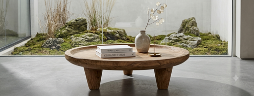 Java Hand-Carved Round Solid Teak Coffee Table