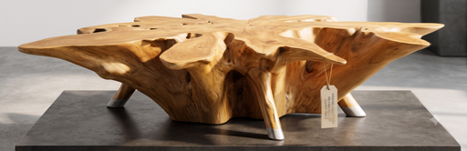 Introduce an organic centerpiece to your living space with The Wildwood Solid Teak Root Coffee Table. This striking table is masterfully repurposed from the natural root systems of sustainably harvested teak trees, offering a dramatic display of nature's raw design.
The top surface has been precision-leveled and finely sanded to reveal a stunningly smooth, flat counter that highlights the tree's intricate growth rings and rich golden hues. Spreading out from the core like a natural starburst, the thick, sculptural root limbs provide both a rock-solid structural base and an eye-catching, multi-dimensional silhouette.


Flawless Flat Countertop: Expertly planed, sanded, and smoothed across the surface so you can safely place coffee cups, trays, and living room essentials without wobbling.


Dramatic Starburst Root Formation: The natural root limbs extend outward symmetrically, providing an architectural, organic shape that shifts in appearance depending on the angle of view.


Unmatched Timber Longevity: Crafted entirely from heavy, solid teak wood—highly valued for its dense grain and natural resilience against everyday wear and tear.


3. Dimensions

Differ

4. Material


Composition: 100% Solid Natural Teak Wood Root (Finished with a premium matte clear satin coat to repel spills and maintain a natural appearance)

