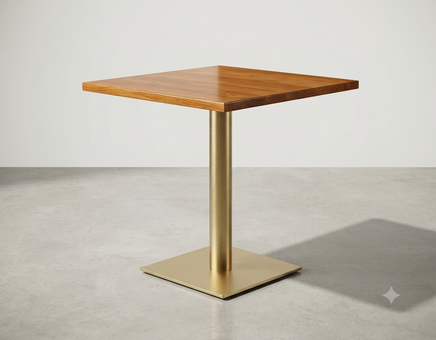 Canggu Square Solid Wood & Brushed Brass Bistro Table