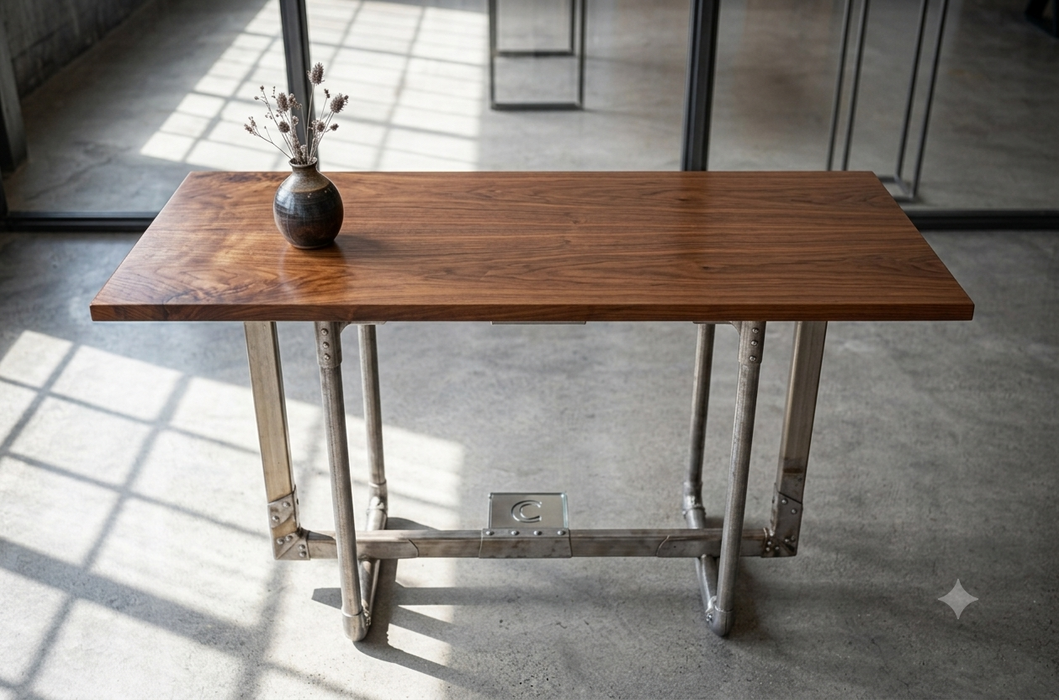 Rawson Industrial Solid Hardwood Console Desk