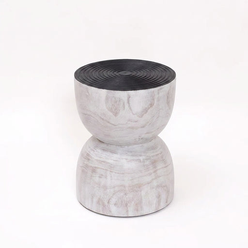 Jimbaran Hourglass Two-Tone Wooden Stool & Side Table