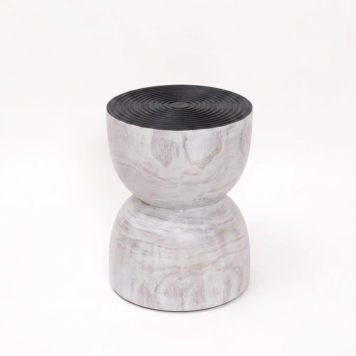 Jimbaran Hourglass Two-Tone Wooden Stool & Side Table