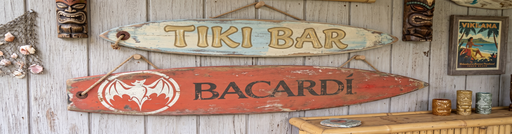 Beachcomber Distressed Wooden Bar Signs (Tiki Bar / Bacardí)