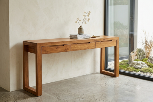 Seminyak Minimalist Solid Wood 3-Drawer Console Table