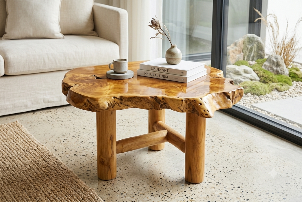 Ubud Live-Edge Solid Teak Root Side Coffee Table