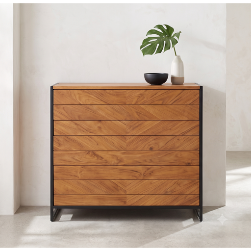 Hudson Industrial Teak & Metal Console Cabinet