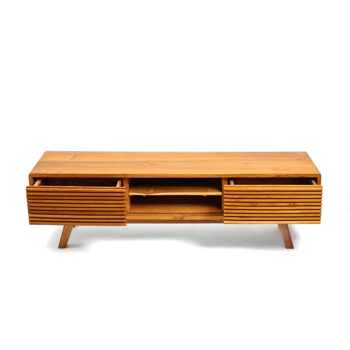Lia Solid Wood Slatted TV Unit