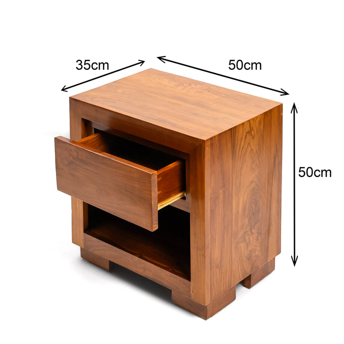 Zarek Solid Teak Bedside Table