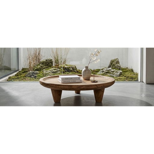 Java Hand-Carved Round Solid Teak Coffee Table