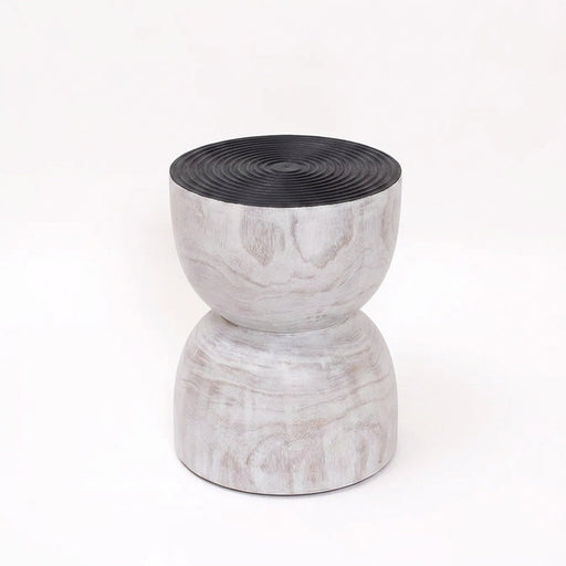 Jimbaran Hourglass Two-Tone Wooden Stool & Side Table