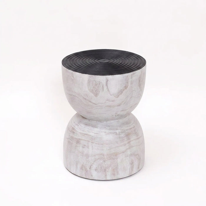 Jimbaran Hourglass Two-Tone Wooden Stool & Side Table