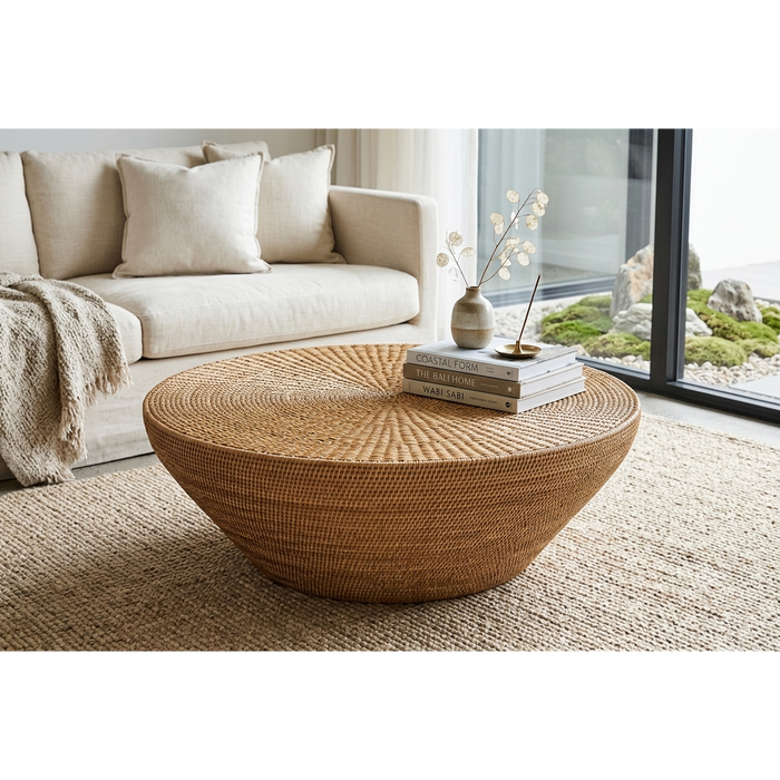 Lombok Low-Profile Woven Rattan Coffee Table