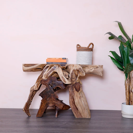 Simple, striking, and built to last, this natural rosewood console table is perfect for your living room or entryway.
Dimension - W130cm x D45cm x H75cm (Natural)
Please ensure that you have received all necessary approvals or permits prior, along with the correct space for the delivery of your products. Also, make sure that your product will fit through all necessary doors and lifts. Cancellation, returns, and refunds will not be granted due to the non-due diligence of the customer. 
This product is made from naturally harvested root. All items are unique and natural - no two pieces will look exactly alike. Please contact customer care directly for images of variants.
Delivery and installation charges will be additional.
