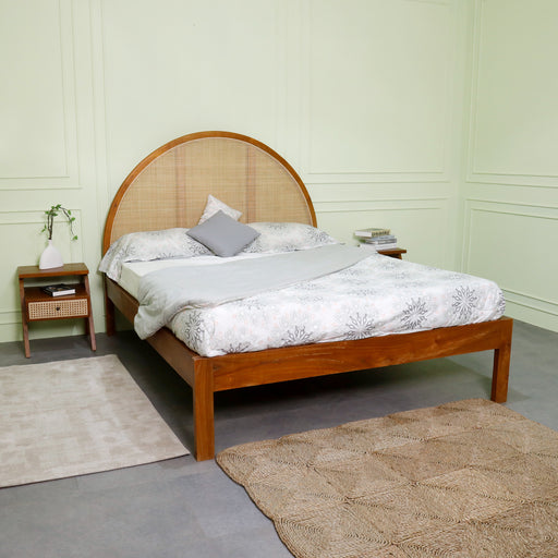 Made with responsibly sourced timber, Our Maren bed seamlessly blends timeless elegance with modern comfort. Its sturdy construction ensures durability, while the natural rattan adds warmth and character to any space. Whether you're lounging with a book or drifting off into a peaceful slumber, our Maren bed promises unparalleled relaxation. Elevate your sleep sanctuary today with our irresistible rattan bed – where style meets tranquility.
Overall dimension - King size: 180cm x 200cm (mattress)Queen size: 160cm x 200cm (mattress)Single size: 90cm×200cm (mattress)
NOTE : Price mentioned is only for bedframe and slats. Mattress and pillows won't be provided.
