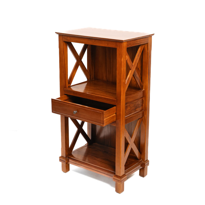 Oxford Teak Wood Shelf with Drawer-01