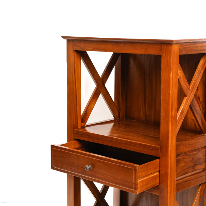 Oxford Teak Wood Shelf with Drawer-04