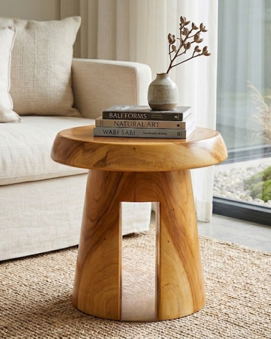Sanur Mushroom Solid Suar Wood Side Table