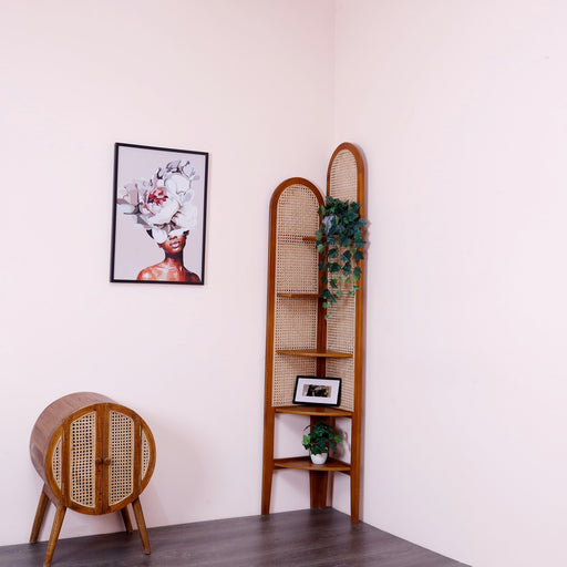 Discover our stylish corner shelf, expertly crafted with solid wood, matte finish and elegant rattan details. Enhance your space with this functional and chic piece.Dimensions – Width : 37 cm x 37cmTotal height: 205 cm
Note: customisation option is available for preorder —any stain of your choice. Contact customer support directly.
Style your interiors with complementary pieces from our Coffee Tables Collection.