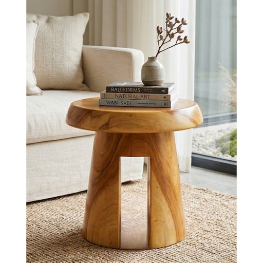 Sanur Mushroom Solid Suar Wood Side Table