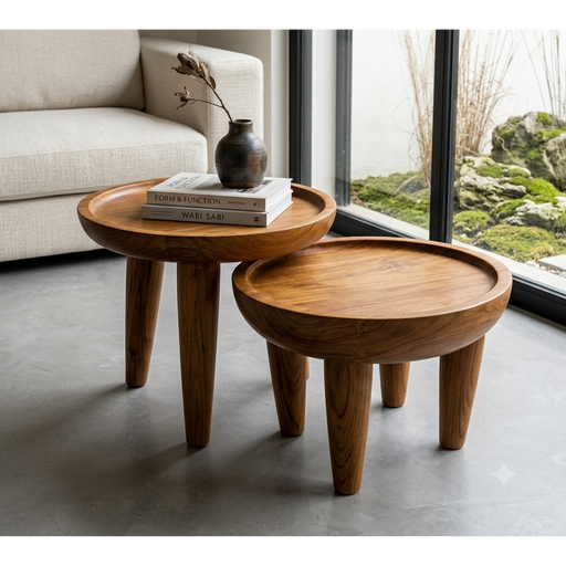 Seminyak Hand-Carved Teak Tray Coffee Tables